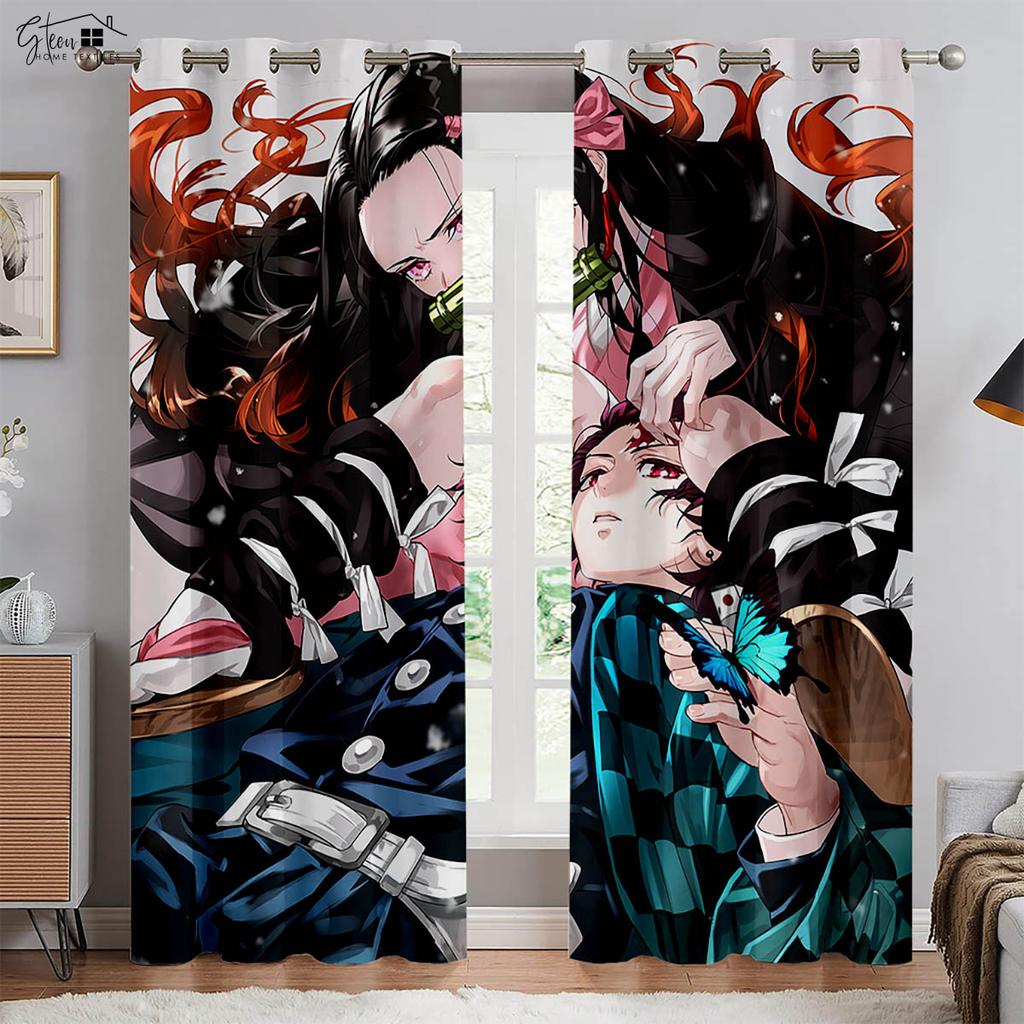Шторы для девочек с принтом комиксов и аниме, студенческое общежитие, спальня, гостиная, украшение, шторы для дома, 2 шт.