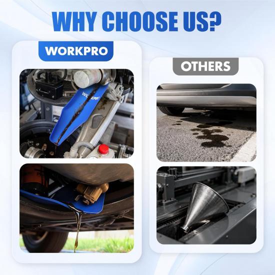 WORKPRO Flexible Oil Funnel For Oil Changes, Foldable Drain Tool For Quick And Clean Liquid Transfer