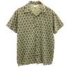 70s EUR Argyle Pattern Short Sleeve Open Color Shirt Light Green Men's Used