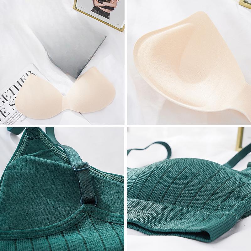 Women's Push-up Bra Elastic Gather Bra All-match Underwear Seamless Bra Wireless Solid Color Thickening Underwear