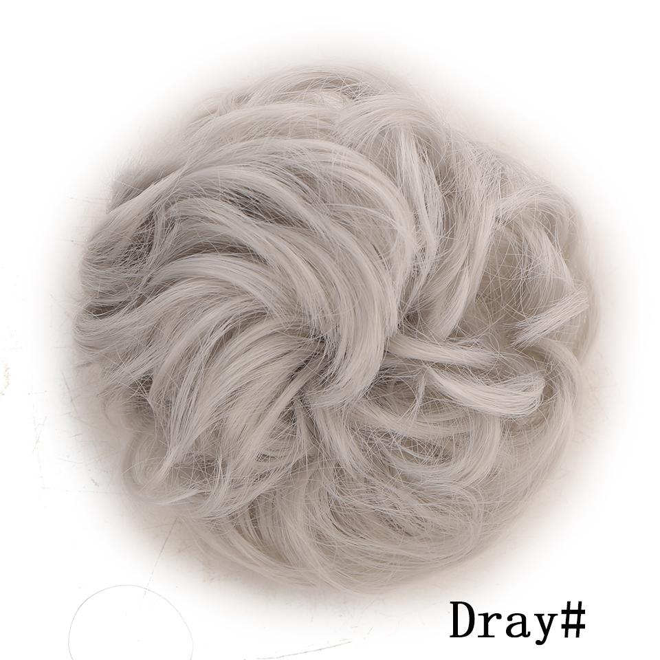 Messy Scrunchies Synthetic Hair Bun With Elastic Band Natural Fake Hair Tie Pieces Ponytail Colored Black Purple Pink Green Gray For Woman Chignon