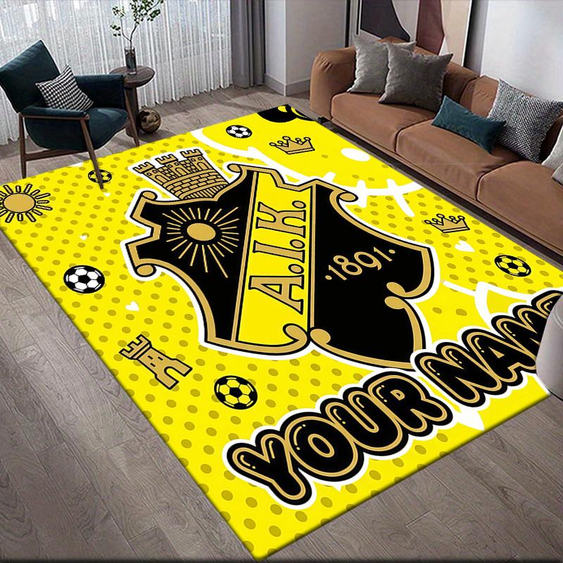 Custom Name AIK Flannel Pattern Square Carpet,Area Rug,Carpet Rug for Living Room Bedroom Sofa Playroom Decor,Non-slip Floor Mat