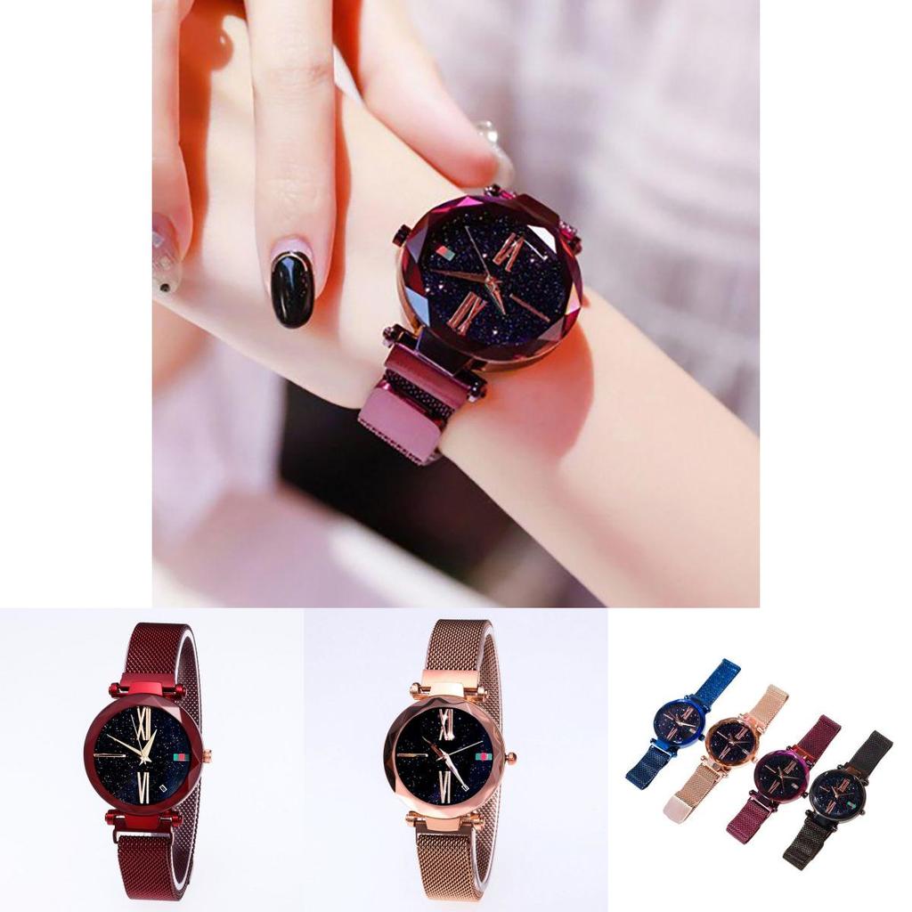 Стильные женские часы-браслет из нержавеющей стали с призматическим стеклом «Звездное небо» и кварцевым механизмом