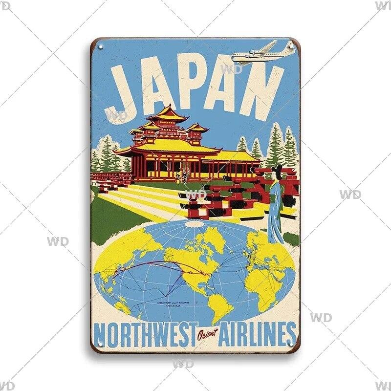 Tin Sign Landscape Paris Havana Tokyo Sydney Malibu Los Angeles Chicago City Metal Vintage Plaque Retro Decorative Plate Decor