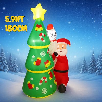 5.91ФТ Рождественская вечеринка DIY украшение Надувная рождественская елка Игрушка Санты Светодиодное Рождественское украшение для дома Орнамент Дворовые принадлежности Праздничные подарки
