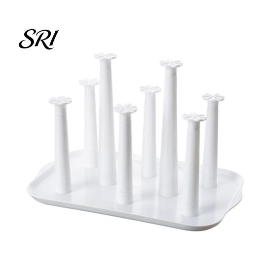 Cup Drying Rack for 6 Cups 6-Slot Plastic with Drip Tray Space-Saving Holder Countertop Organizer Mugs Glasses BPA-Free Kitchen Storage