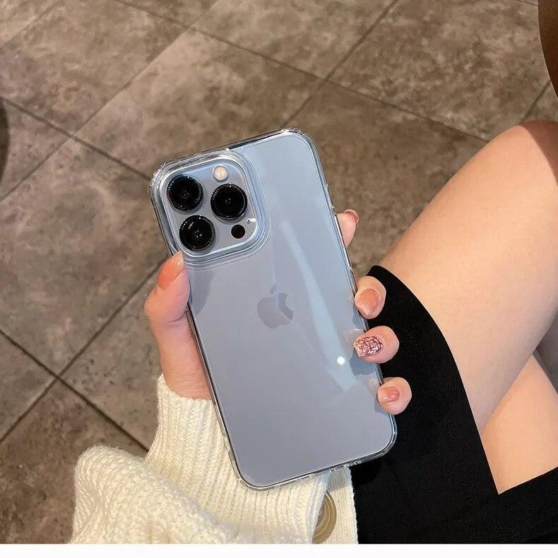 Роскошный прозрачный мягкий акриловый чехол для телефона iPhone 15 14 13 12 11 Pro Max XS X XR 7 8 Plus мини противоударный защитный чехол