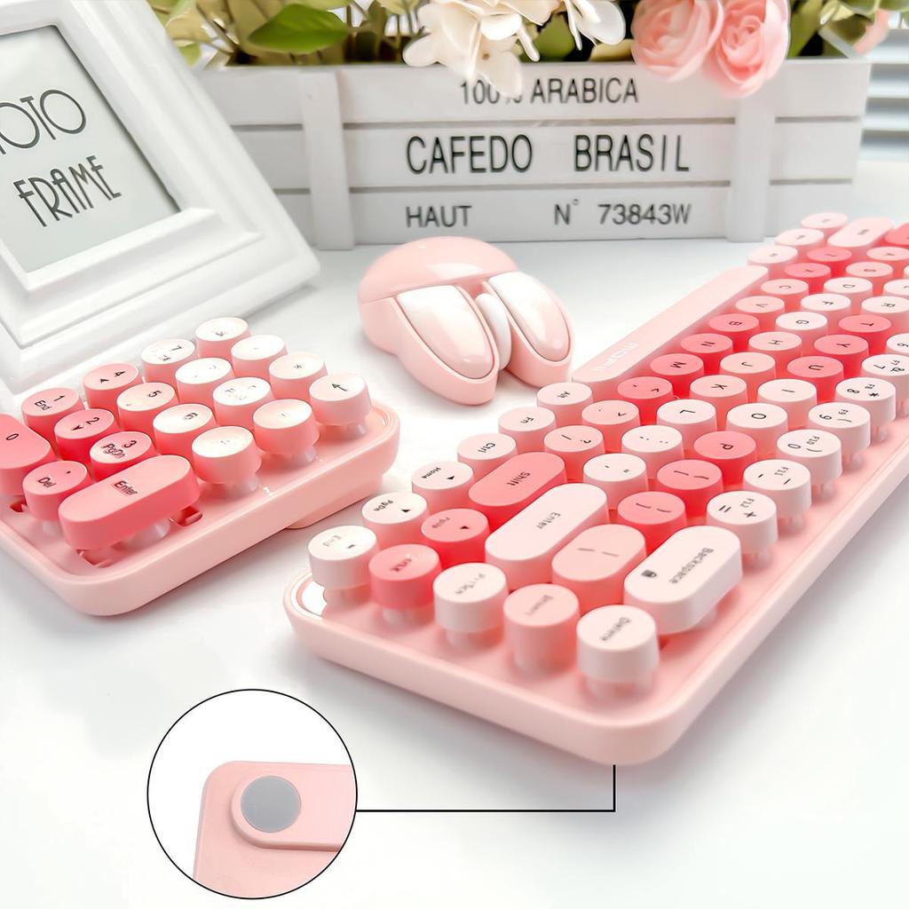 Mofii 3 In 1 Wireless Keyboard and Mouse 2.4G Keyboard and Mouse Kit Colorful Design Cute Retro Keyboard Kit With Keypad