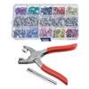 100/200 Sets Plier Tool Kit Sewing Buttons Assorted Colors Metal Snap Fasteners Press Studs Snap On