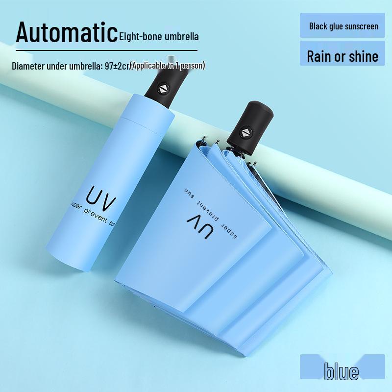 Automatic Floral Oil Painting Umbrella - Portable, Sturdy, Black Glue Sunscreen Parasol