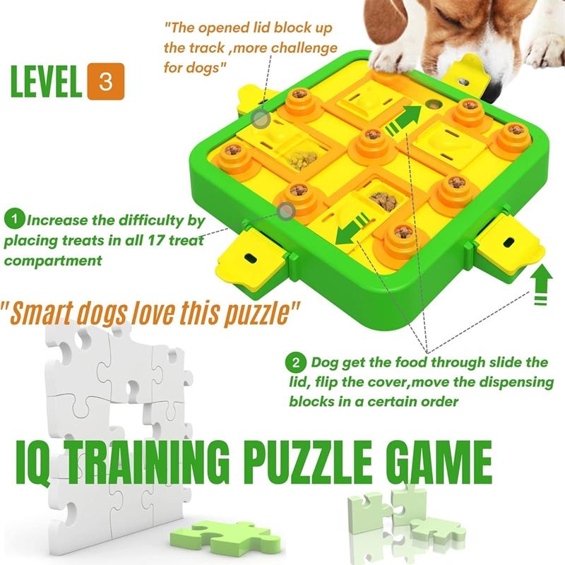 Игрушки-головоломки для собак Уровень 3 в 1 Обогащение Игрушки для собак Умственная стимуляция Лакомство Головоломка Кормушка Интерактивная игрушка для собак, стимулирующая скуку и стимуляцию