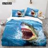 3D Shark Fish Duvet Cover Beach Ferocious Shark Theme Bedding Set Ocean Sea Comforter Cover for Kids Women Men Room Decorations