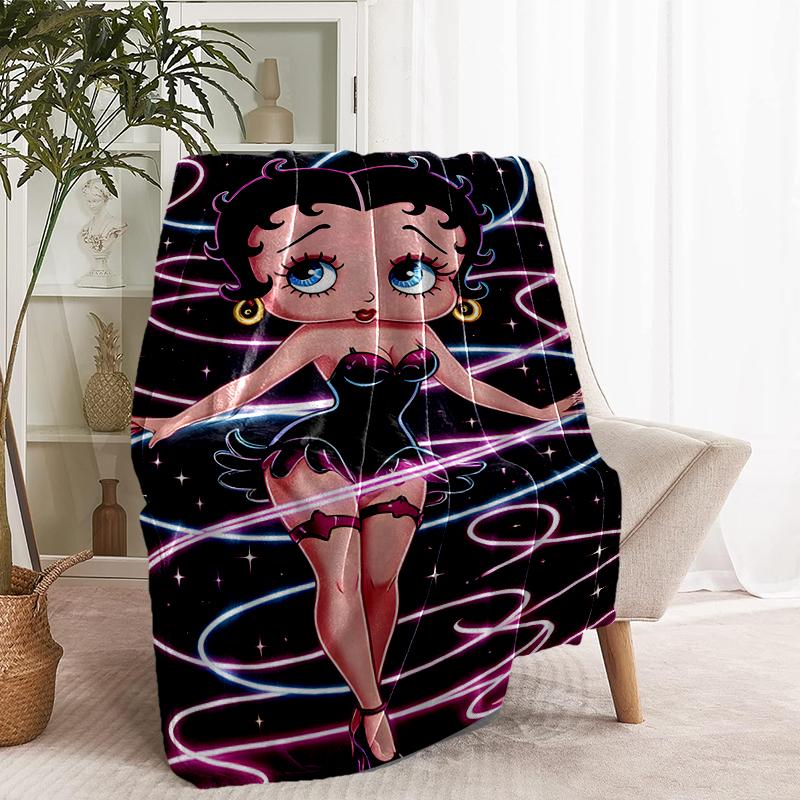 Betty Boop Print Blanket - Soft & Comfortable, for Bedroom, Travel, Sofa, Home Decoration - Birthday Christmas Gift for Friend