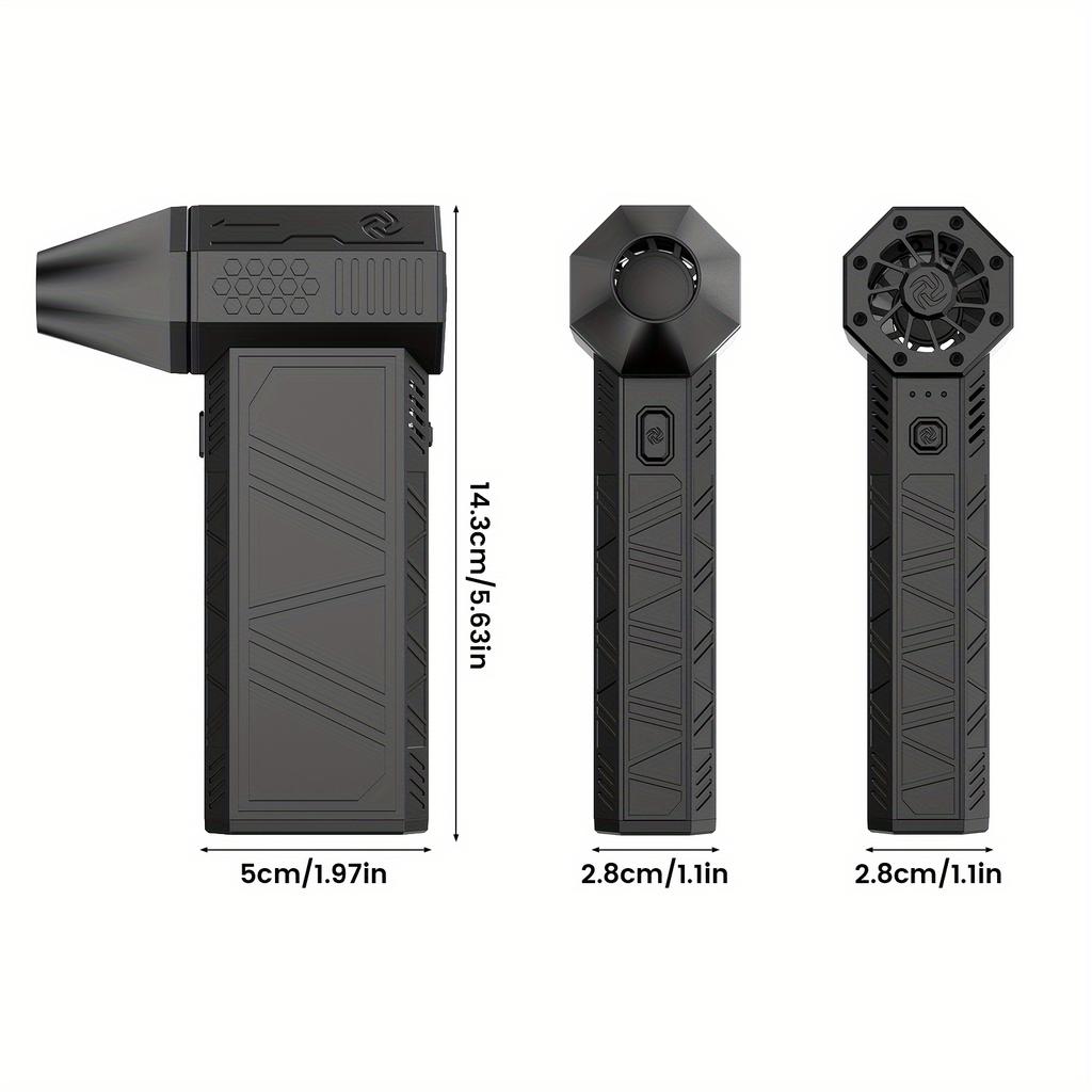 1Pc Black Rechargeable Portable Turbo Jet Fan Vortex Fan 130,000 RPM Powerful Blower with High Speed Air Tube Fan for Automotive, Cleaning,Jet Blower