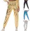 Женские блестящие голографические эластичные металлические брюки-джоггеры с высокой талией, спортивные брюки в стиле хип-хоп и клубного рейва