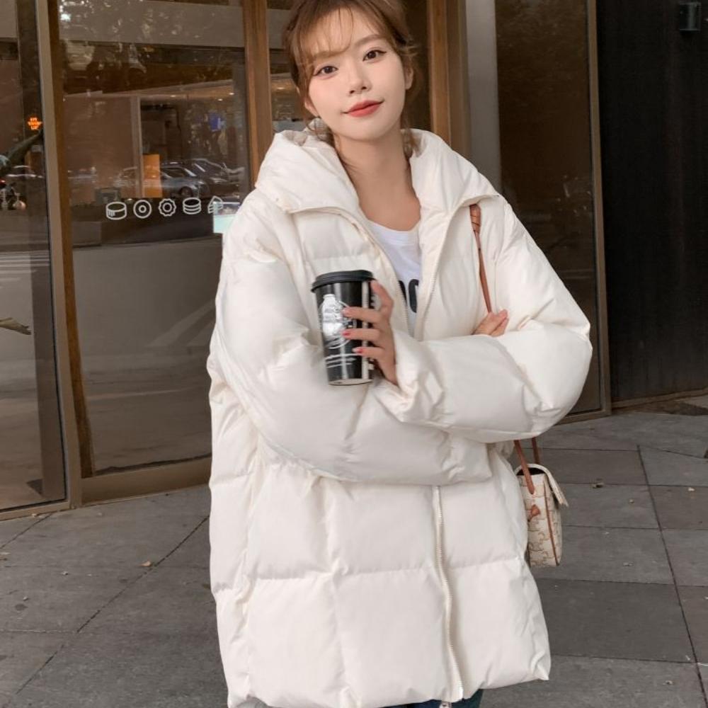 Высокое качество, тепло и модно: Новое женское свободное утолщенное хлопковое пальто в корейском стиле, зимняя тонкая хлопковая стеганая куртка средней длины