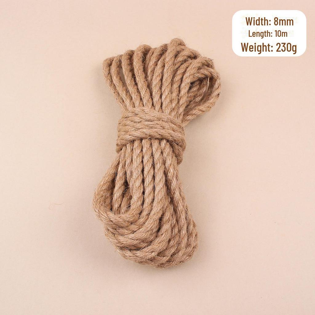 Thick Natural Hemp Rope for DIY, Decorative Binding, Gift Packaging & Cat Climbing