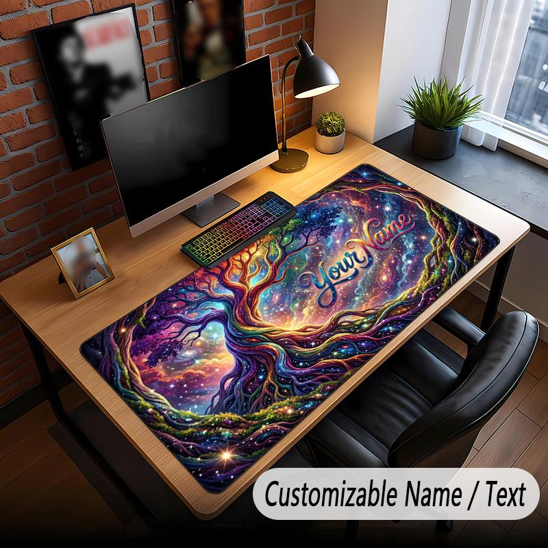 Tree of Life Theme Custom Mouse Pad Personalized With Name Text Customized Desk Mat For Office Home Decor