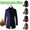 European Size Mid-length Single-breasted Stand-up Collar Woolen Men's Coat Men's Windbreaker Men's Coat Plus Size Men's Clothing