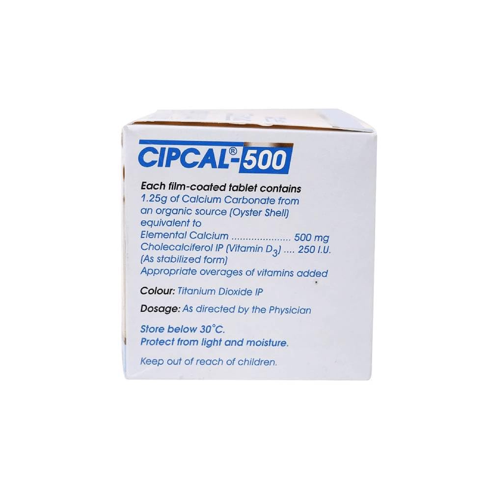 Cipla Cipcal 500 Tablet Pack of 5 for Bone Muscle and Joint Health Supplement with Vitamin D3 15 tabletsX5 Strip