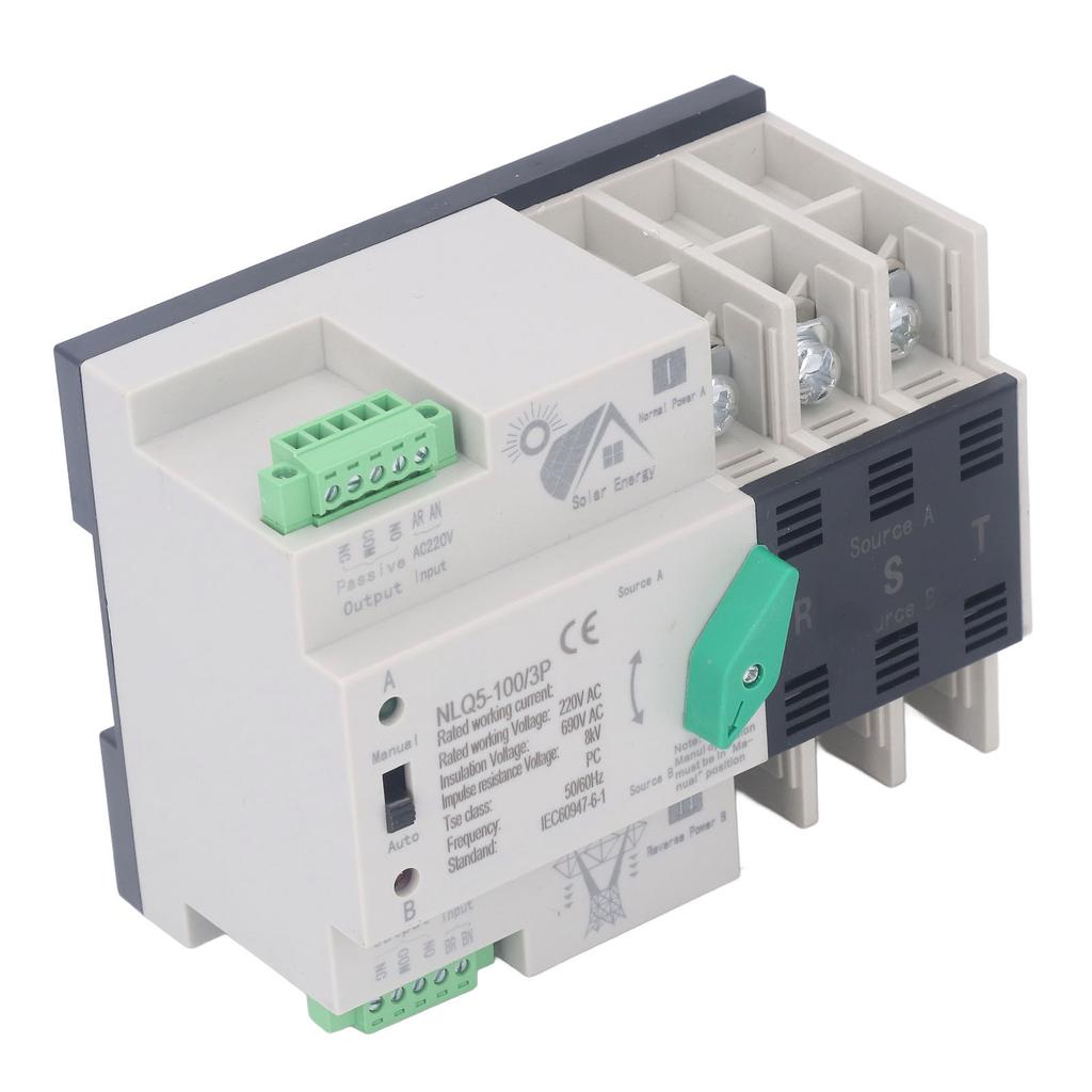 AC220V  Power Automatic Transfer Switch 3P Millisecond Switching PV To Mains  Automatic Tran