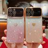 Luxury Love Logo Large Window Lens Film Glitter Electroplated Phone Case for iPhone 15 14 13 12 11 Pro Max Fall Protection Cases