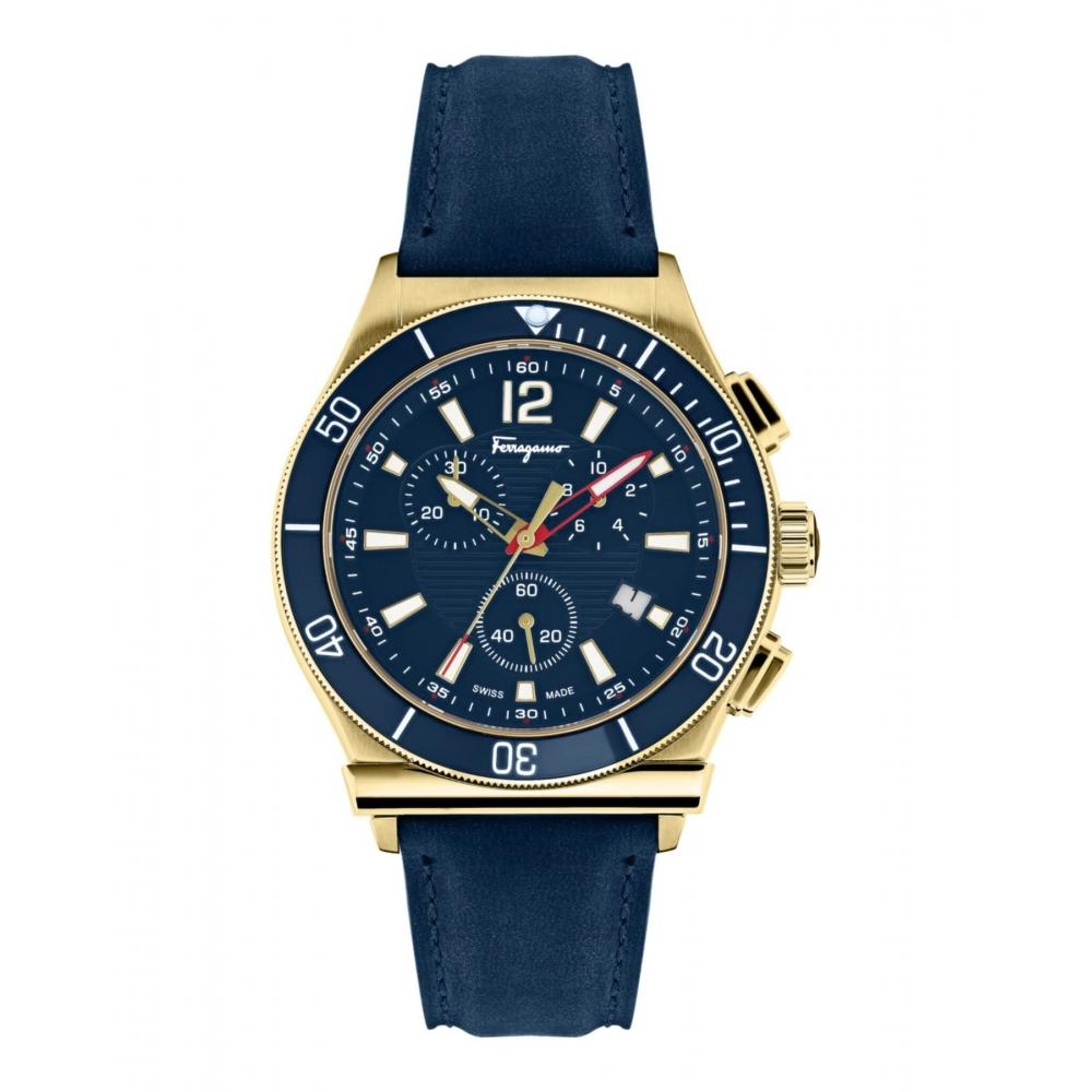 Salvatore Ferragamo Ferragamo 1898 Sport Strap Watch Blue Gold Blue