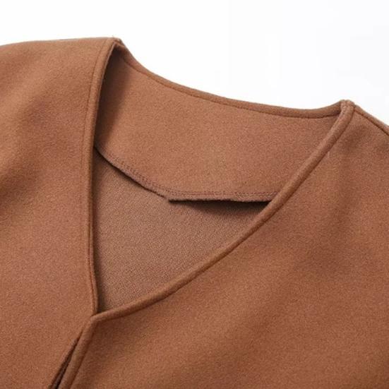 Женское пальто с шарфом, V-образным вырезом, свободным длинным рукавом, кардиганом, короткой курткой с шалью, однотонная повседневная верхняя одежда для поездок на работу и обратно на весну и осень