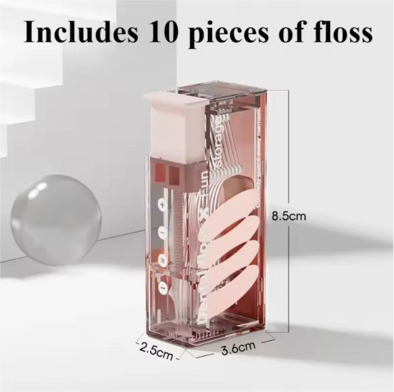 Portable dental floss automatic pop-up storage, capable of carrying disposable dental floss sticks, containing 10 dental floss