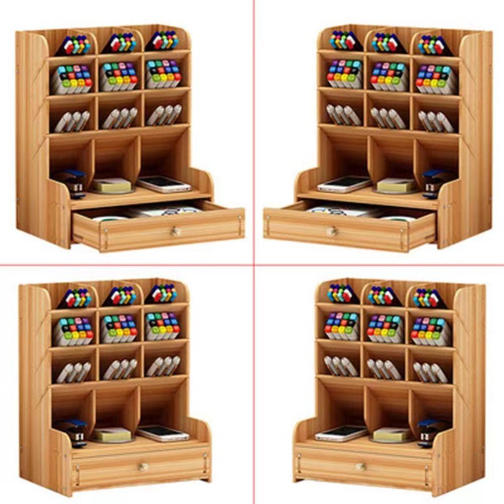 Large Capacity Desktop Stationary Box With Drawer Desktop Organizer Pen Pencil