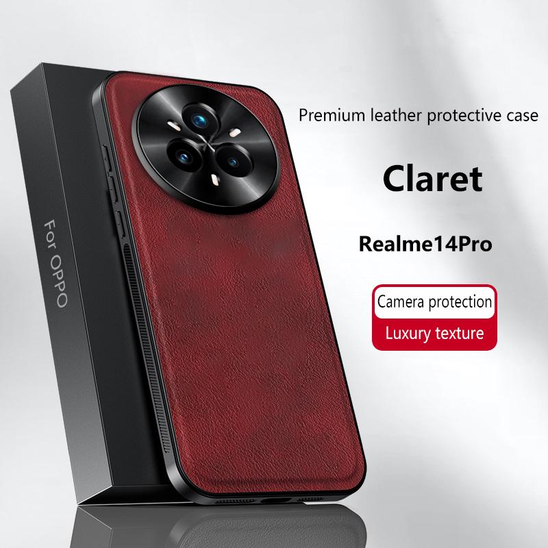 For Realme 14 Pro Case Magnetic Elegant Leather Wear-Resistant Lens Fully Covered Non-Slip Grip Edge Cover Shell