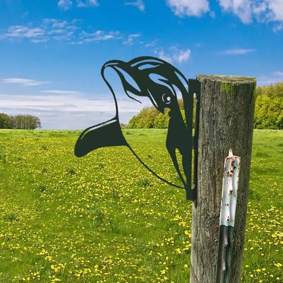 Peek-a-Boo Animal Metal Sign Rustic Animal Silhouette Garden Sign Peeping Animal Sign