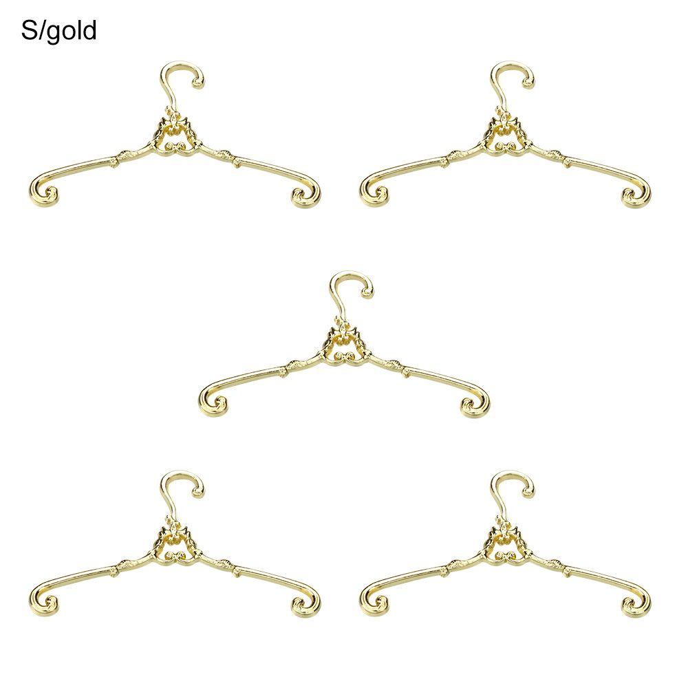 5pcs Mini Toy Alloy Bedroom Decor Dolls Clothes Accessories 4/6.5cm Hangers Dollhouse Furniture
