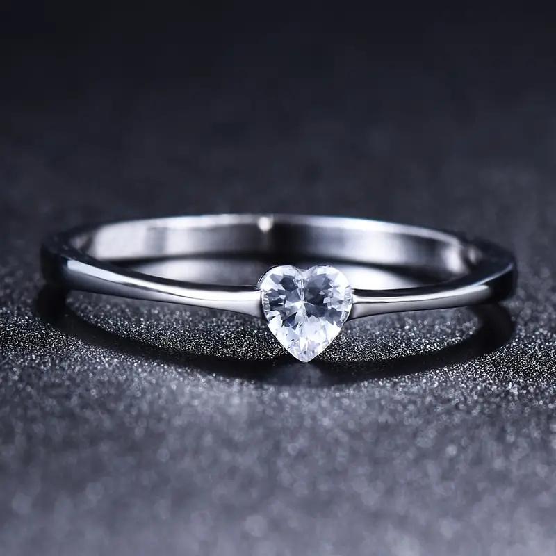 Кольца Huitan Minimalist Heart Cubic Zirconie Color для женщин, темпераментное свадебное обручальное кольцо, аксессуар, модные ювелирные изделия