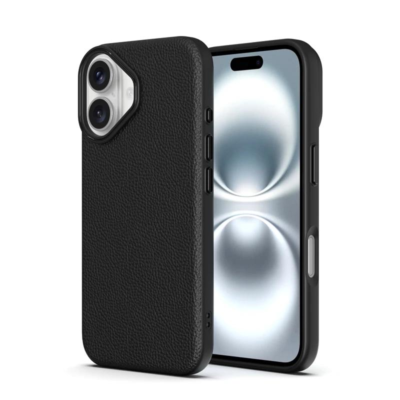 Роскошный деловой чехол из искусственной кожи с рисунком личи, мягкий чехол из ТПУ для iPhone 16, 14, 15, 13, 12, 11 Pro Max, 16Plus, противоударный чехол на заднюю панель