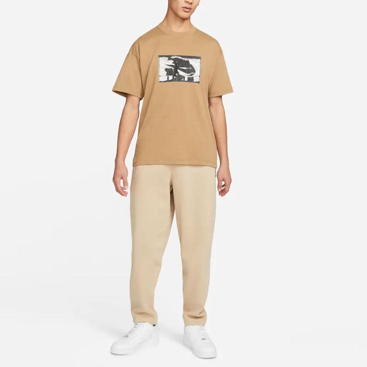 Nike Pattern Print Crew Neck Pullover Short Sleeve T-Shirt Men Tops Khaki DR5758-258