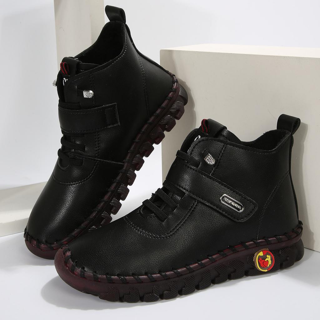 2023 Women's Shoes with Plush Insulation High Top Cotton Shoes Winter Hand Stitched Mother's Shoes Soft Soled Flat Shoes