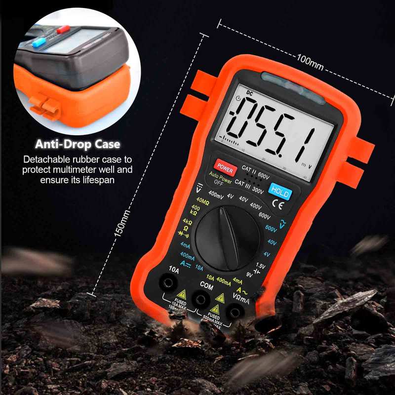 BTMETER Digital Multimeter Electrical Tester, 4000 Counts TRMS Volt Meter AC DC Current Ohm Meter with Continuity Buzzer,BT-39M
