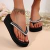 Мода Мода Женские Шлепанцы Пэчворк С Перемычкой Клинья Женские Тапочки Лето Женская Обувь Уличные Нескользящие Слайды Сандалии Женские