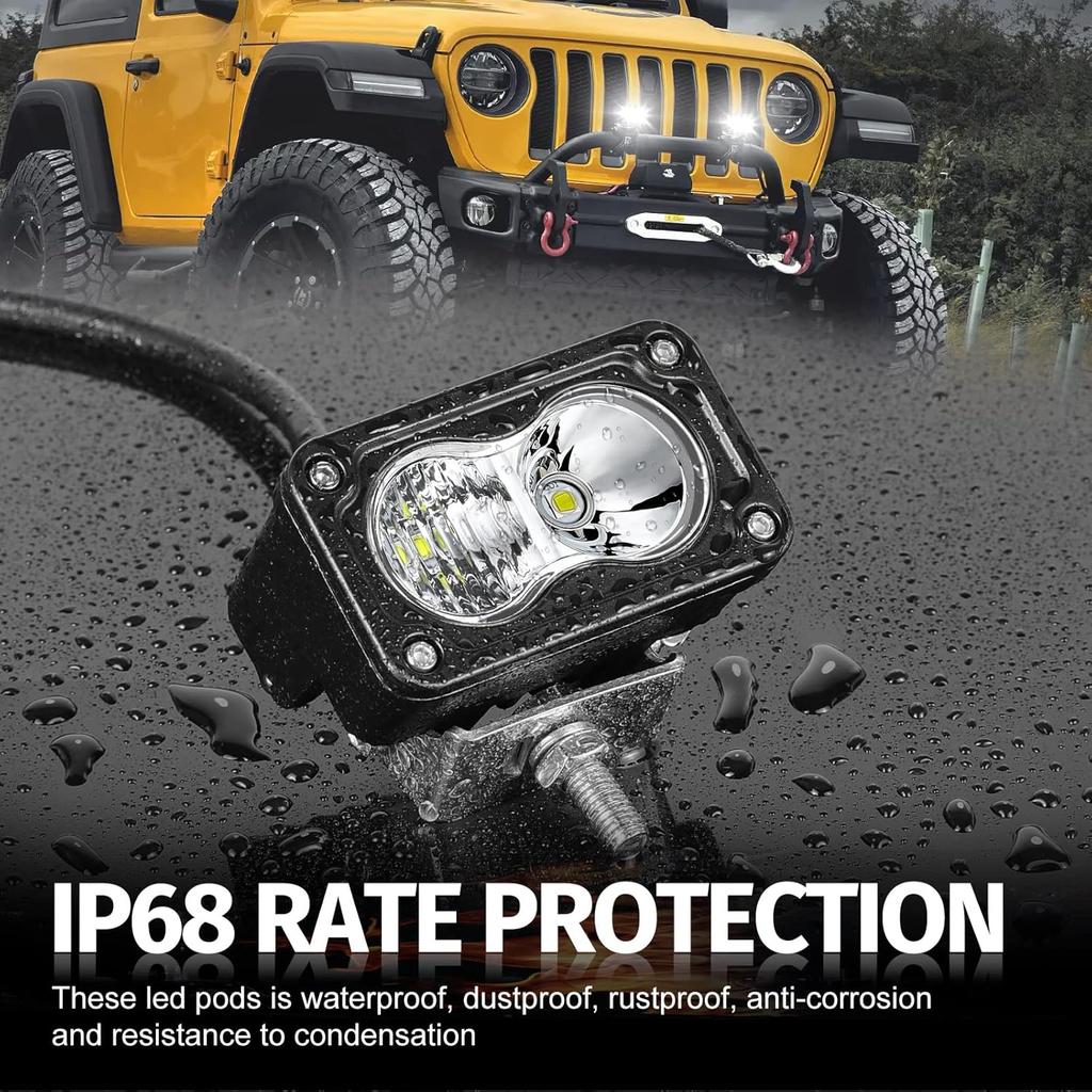 3 Inch Driving Lights 2Pcs 40W LED Pod Light Off Road Spot Light Bar Super Bright Work Flood Light Cube Combo LED Bumper Lights Fog Light For Truck