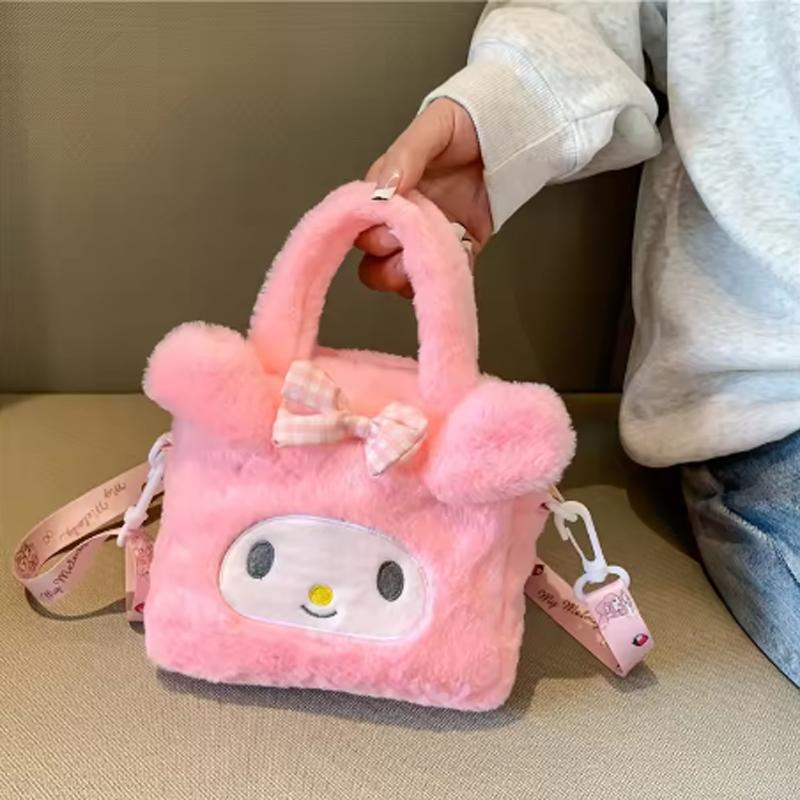 Сумка Sanrio Kawaii Kuromi Cinnamoroll My Melody Мультяшная Аниме Плюшевая Сумка-Тоут Косметичка Дорожная Сумка для Хранения Женская Подарок для Девочки