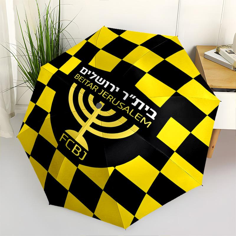 1 PC Automatic Folding Umbrella - Beitar Jerusalem Fc Pattern Portable Foldable Design With 8 Ribs Christmas Birthday Gifts