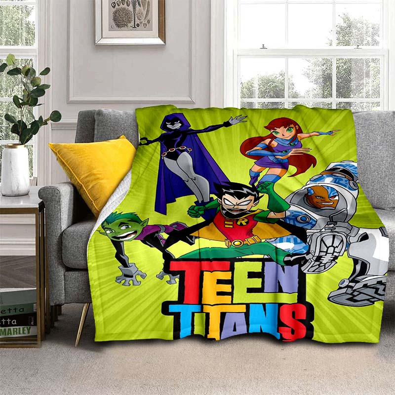 Teen Titans Go Character Blanket, Youth Throw for Home Decoration, Exclusive Gift for Modern Cartoon Fans.chl