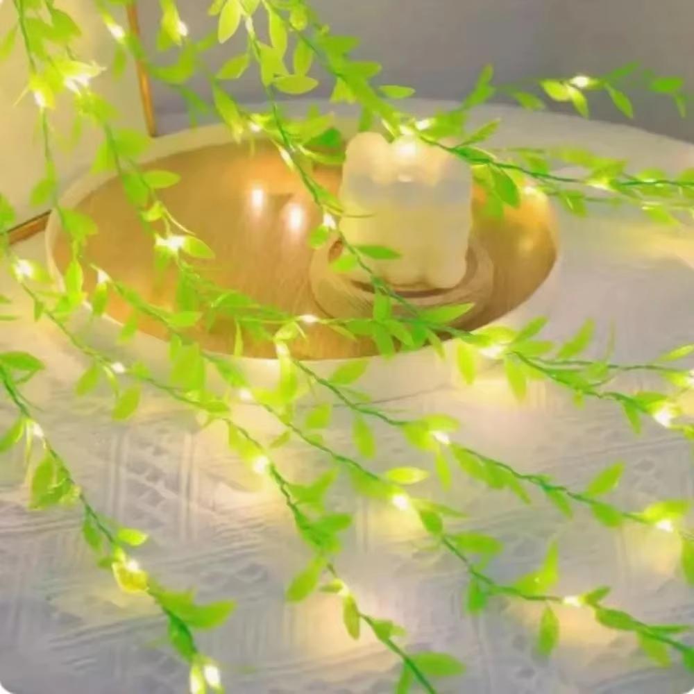 Battery Ivy Vines Fairy String Lights Willow Curtain Lamp DIY LED Light Imitation Leaf Artificial Leaf Copper Wire Light