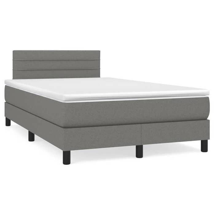 Maison Exclusive - Sommier à lattes de lit avec matelas gris foncé 120x190cm tissu
