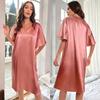 Women's Plus Size Ice Silk Summer Cool Thin Home Wear Long Pajamas