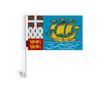 Drapeau Voiture - Saint-Pierre-et-Miquelon - 20 Pièces - 14 X 21 Cm - Polyester - Mât En Plastique