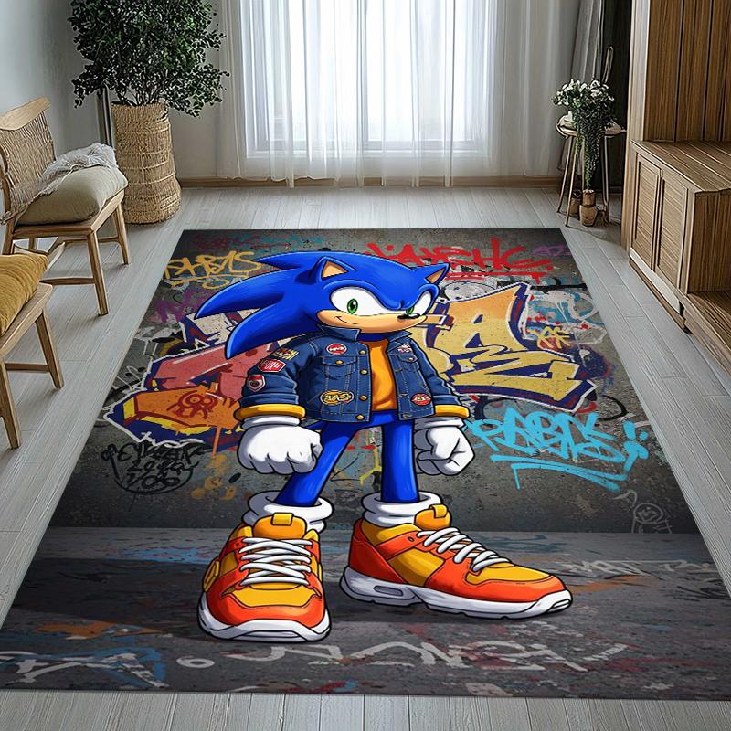 Retro S-Sonic Cartoon Games Living Room Non-Slip Area Rug Soft Carpet for Bedroom Kids Playroom Sofa,Home Decor Doormat Gift