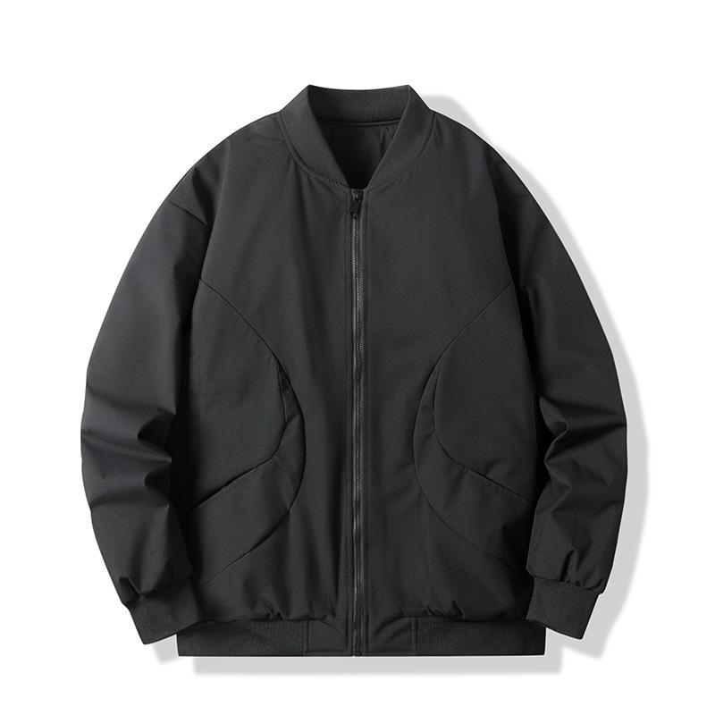 Men's Autumn Stand Collar Casual Jacket - Loose Fit, Solid Color, Trendy Versatile Outerwear