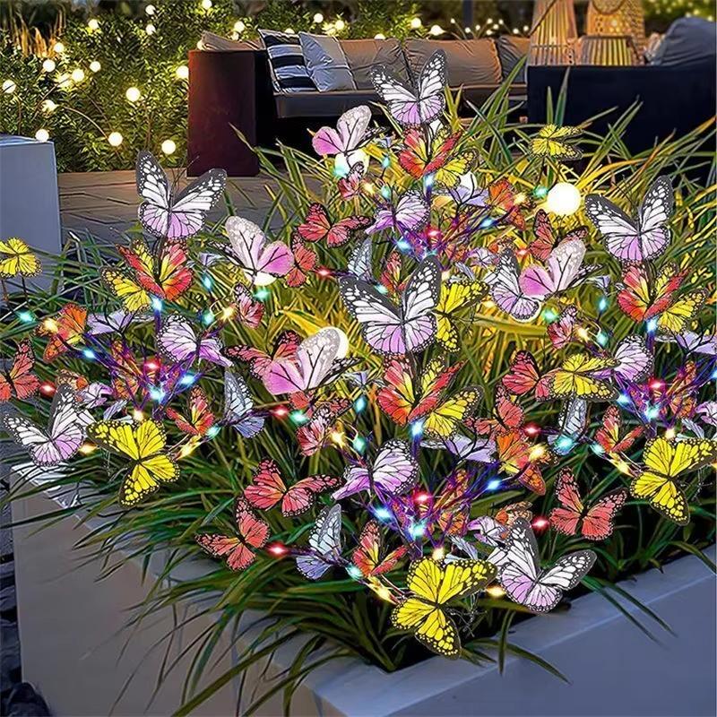 Solar Sunflower/Butterfly Flower Lights Outdoor Garden Landscape Waterproof LED Lawn Lampfor Yard Patio Christmas Party Decor
